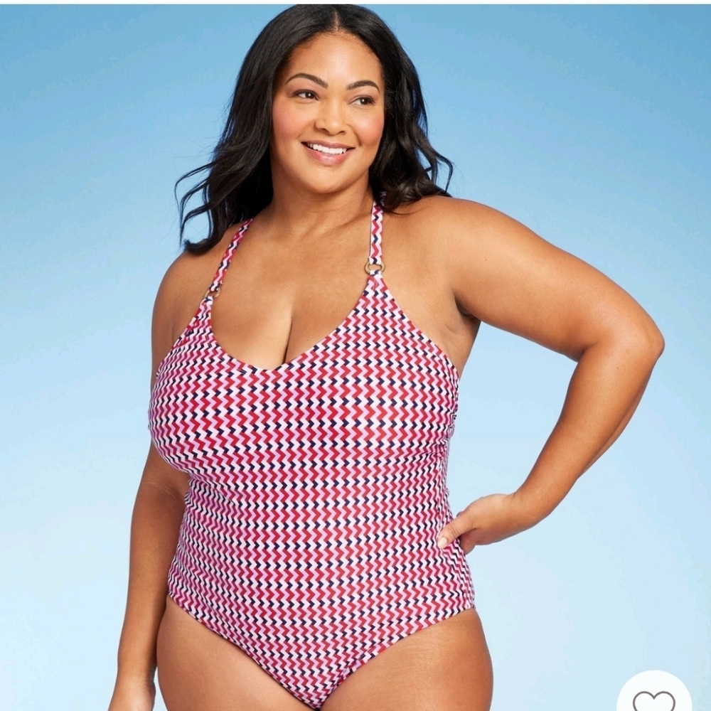 Women's 17 Wide Ribbed Ring Med. Coverage 1 Piece Swimsuit-Kona Sol Mult…